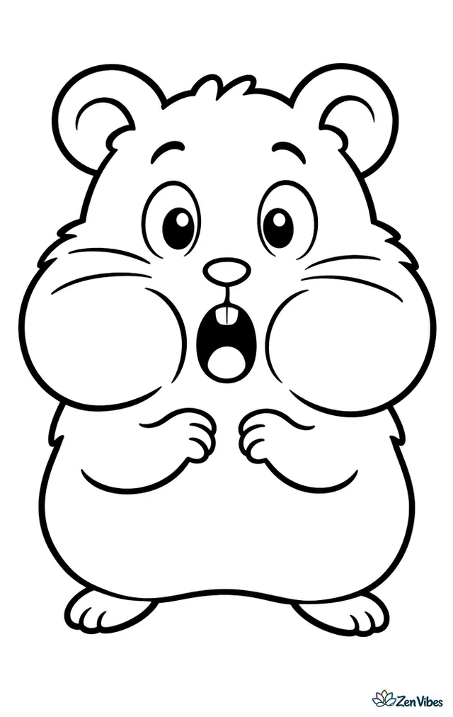 A hamster with both cheeks puffed out full of seeds and a surprised expression, no background