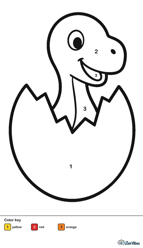 A big cracked egg with a dinosaur head poking out, on plain ground
