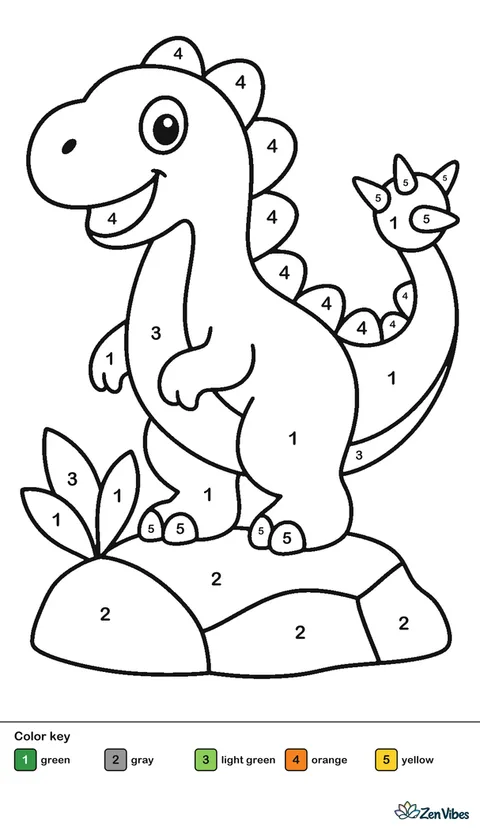 A dinosaur with a spiked tail standing on a rock with a small plant