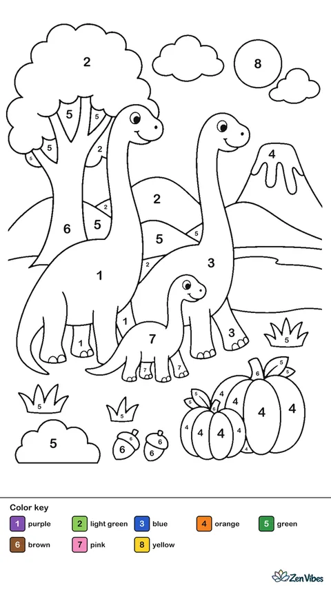 Two big long-necked dinosaurs and a small one walking across a plain with hills