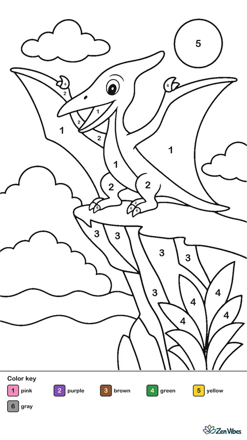 A winged reptile perched on a cliff edge with the sea and clouds below