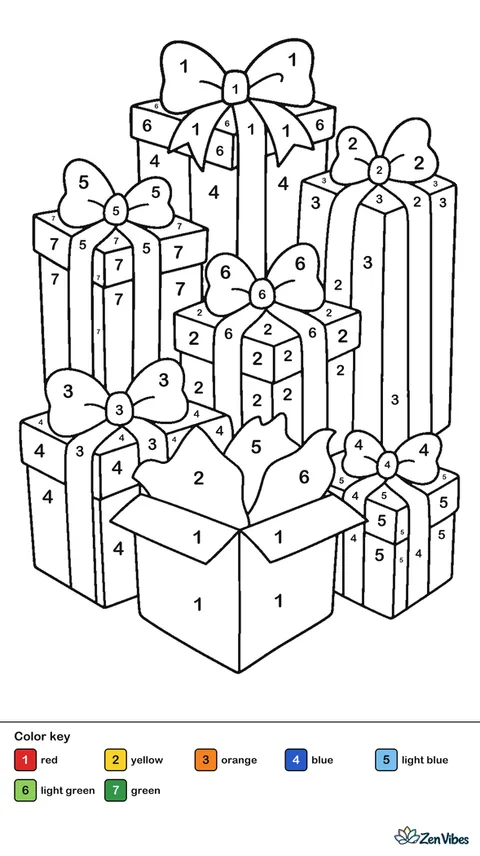 A pile of wrapped gifts with bows and ribbons, one open with tissue paper
