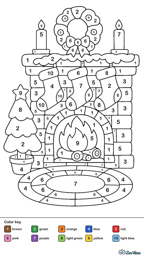 A fireplace with three hanging stockings, a small tree, and a rug