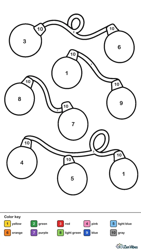 A string of big round bulbs looping across the page