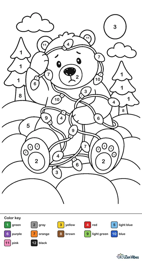 A polar bear tangled in a string of lights sitting in snow
