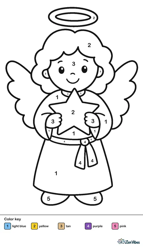 A simple angel with wings holding a star, on plain white