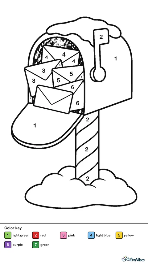 A mailbox stuffed with letters in the snow with a candy cane post