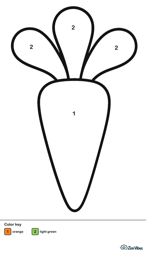 A single orange carrot with three wide green leaves on top, lying straight on plain white