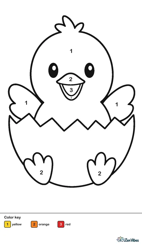 A yellow chick sitting in the bottom half of a cracked white eggshell, on plain white