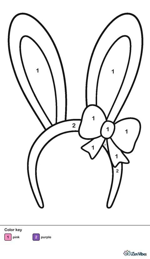 A pair of tall bunny ears on a simple headband with a pink bow at one side, on plain white