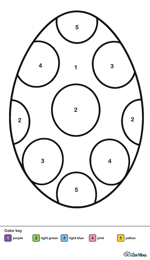 One large egg covered in big round spots in blue, pink, yellow, and green, on plain white