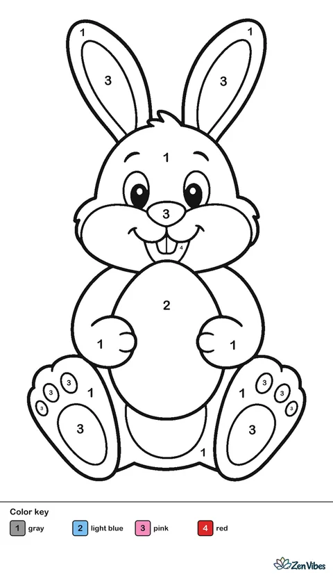 A gray bunny sitting up and holding a big blue egg against its chest, on plain white