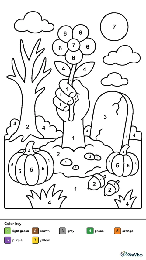 A cartoon hand rising from the ground holding a single flower, with a small tombstone