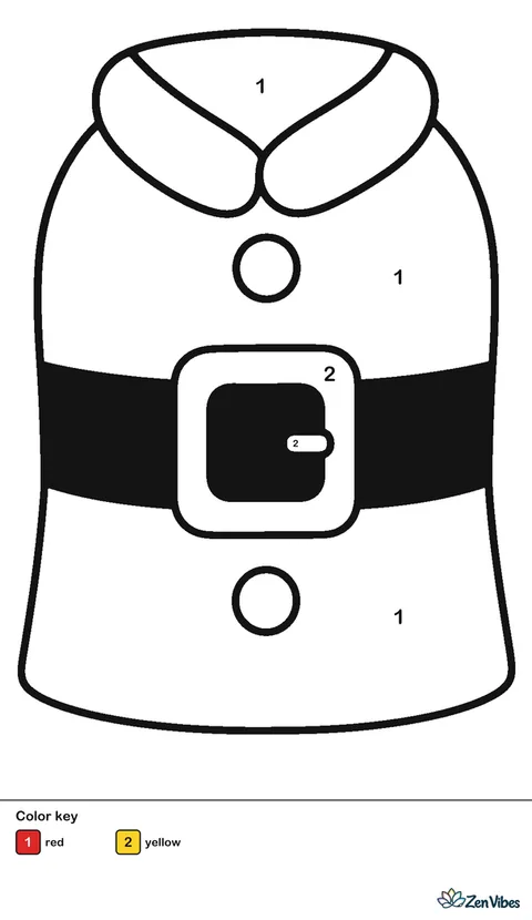 A wide black belt with a big square gold buckle across a red coat with two round white buttons, in flat simple shapes on plain white