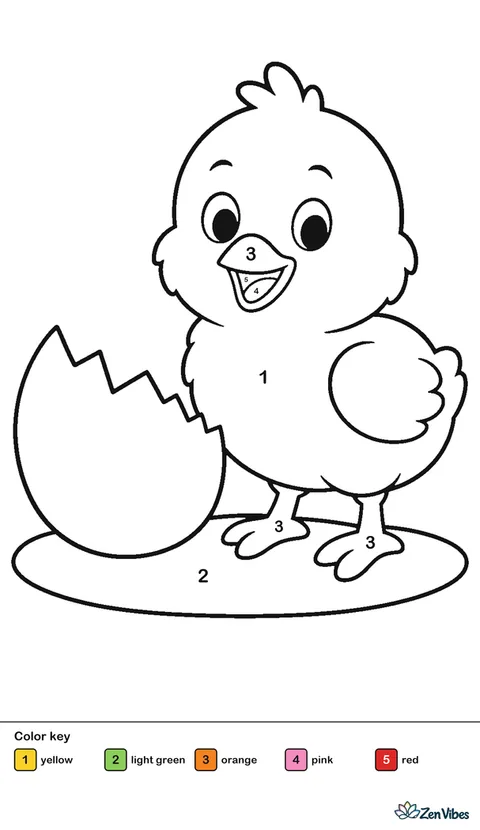 A fluffy yellow chick standing next to a cracked white eggshell