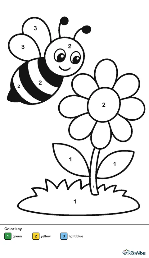 A yellow and black bumblebee flying beside one white daisy with a yellow center