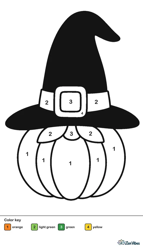A tall black hat with a wide brim and a buckle sitting on a small pumpkin