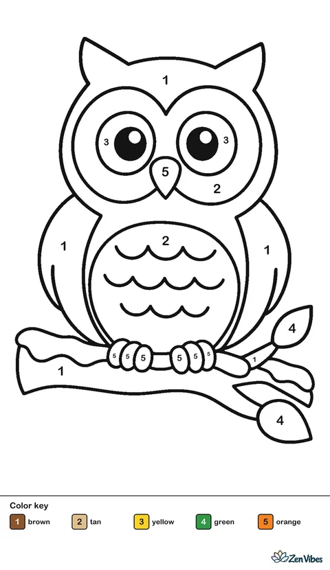 A round brown owl with big yellow eyes sitting on a snow-topped branch, with nothing else around it
