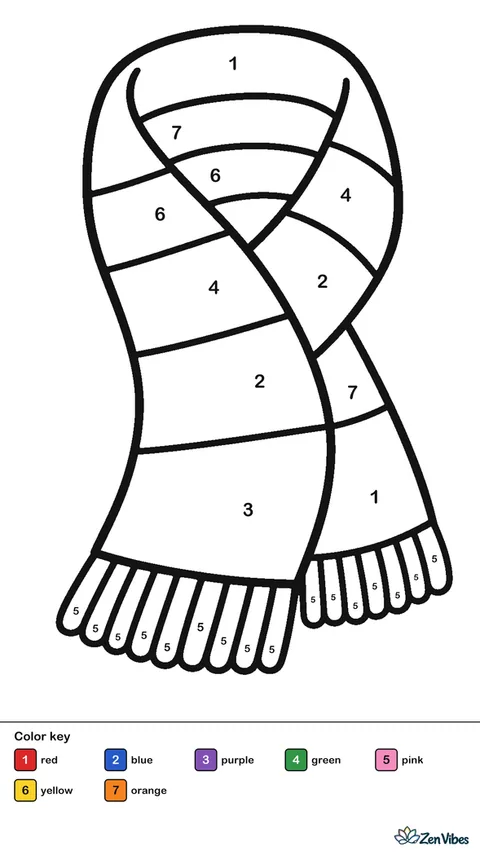 A long scarf with wide stripes and fringe at both ends, folded once over itself, on plain white