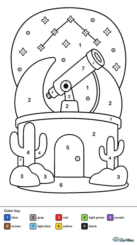 A large observatory telescope points through an open dome roof, surrounded by desert rocks and cactus silhouettes, while constellations sparkle across the clear night sky.