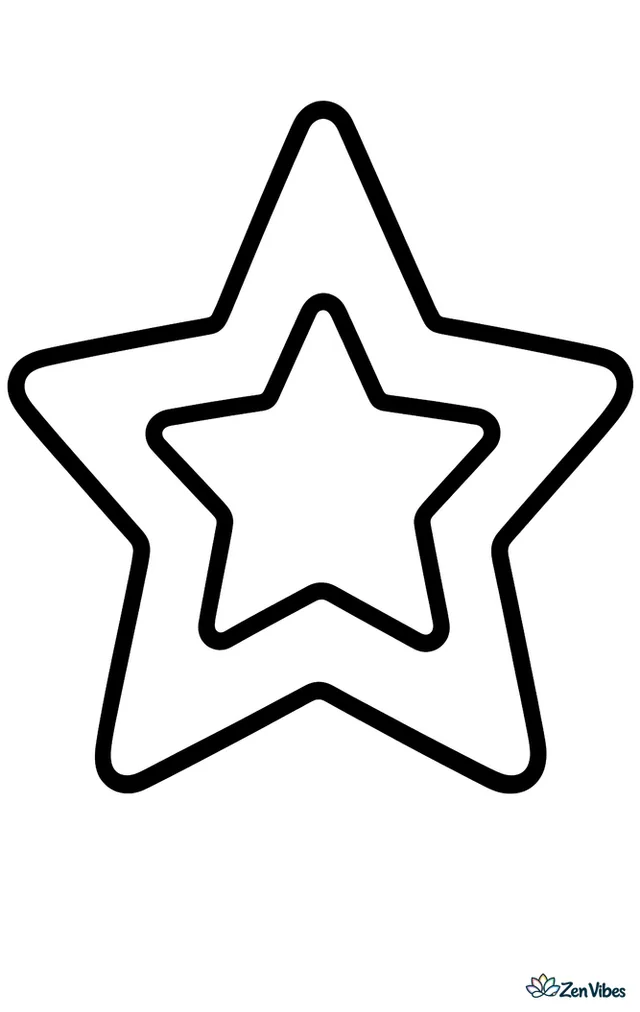 One big five-pointed star with a thick outline and a smaller plain star inside it, drawn large enough to fill the page