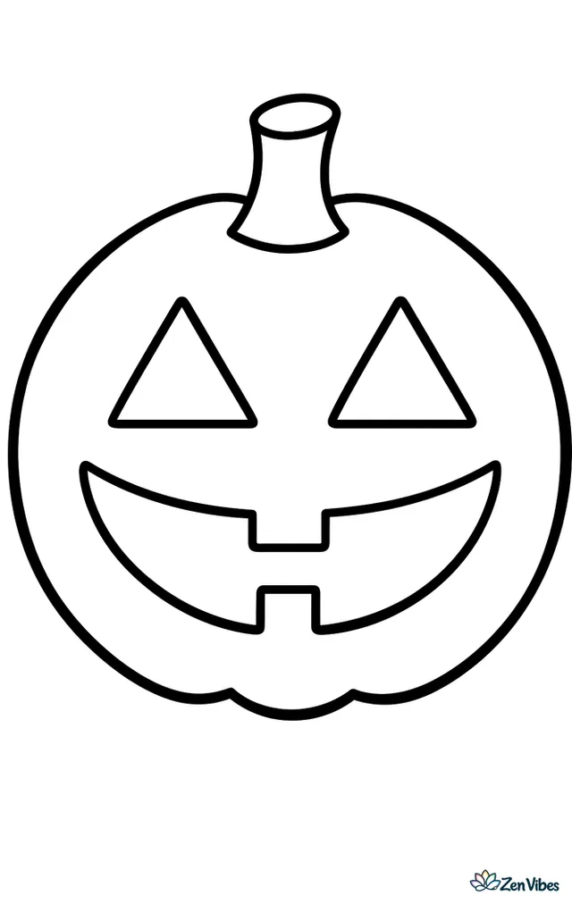 One big round jack-o'-lantern with a curved smile, two triangle eyes, and a short thick stem, drawn plain with nothing behind it