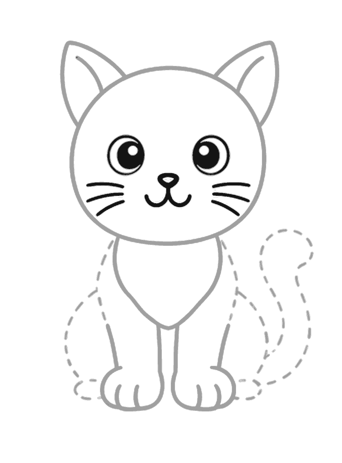 The black lines add a small nose, a smiling mouth, and three whiskers on each cheek.