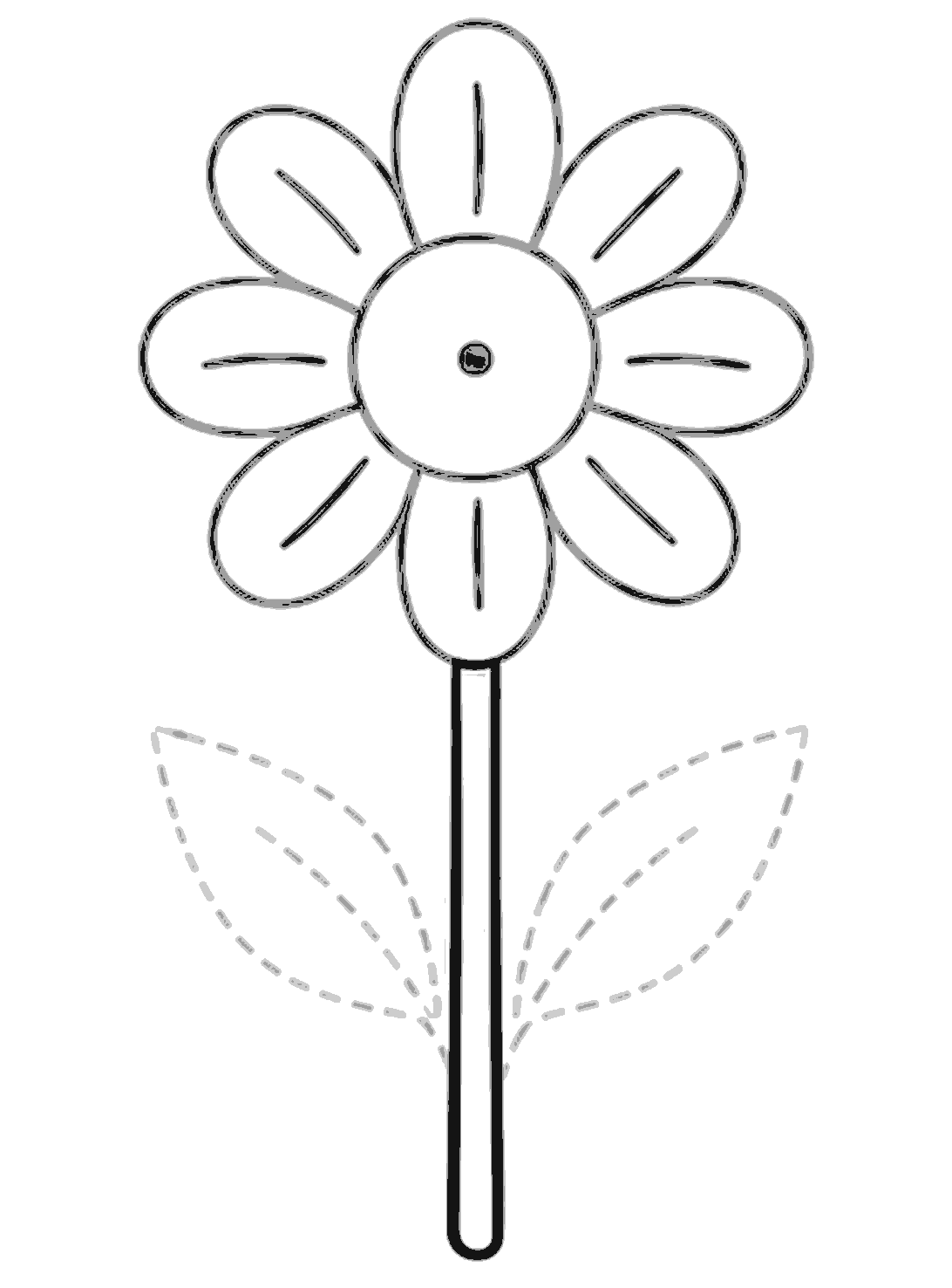 A long black stem runs down from the flower head. It is made with two straight sides and a rounded bottom.