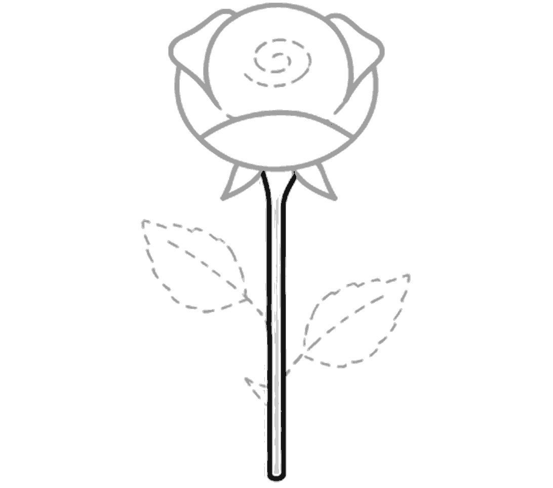 The stem is now outlined in black from the flower down to the rounded bottom.