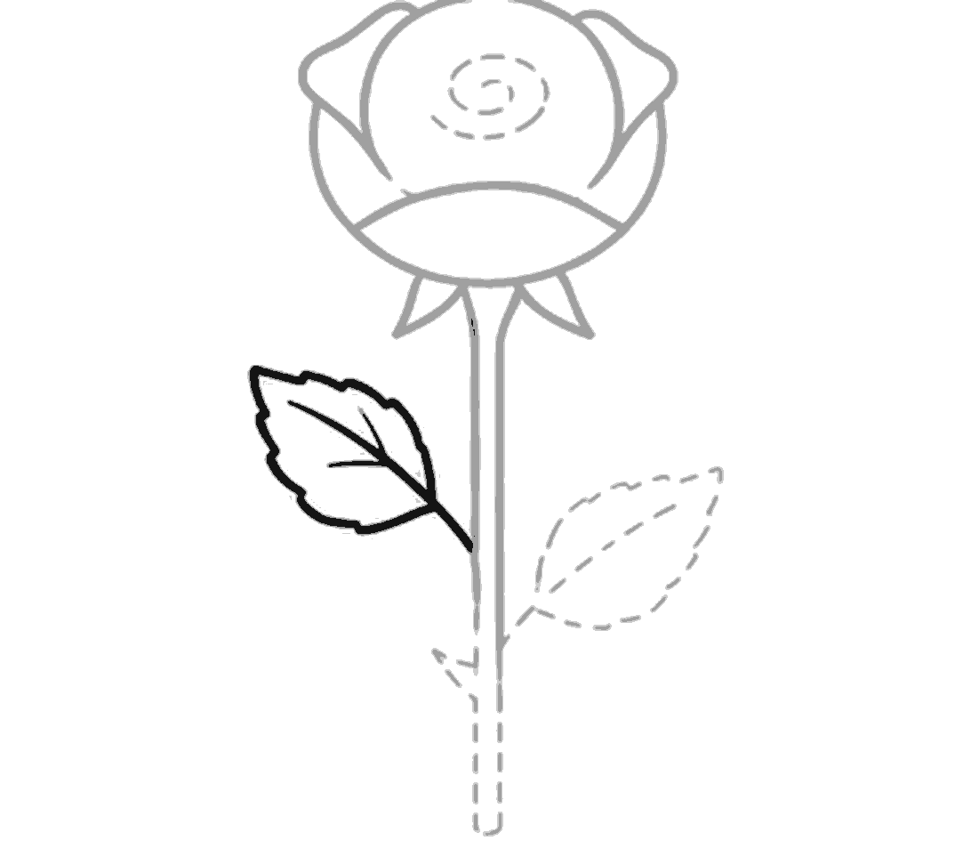 The left leaf is finished in black with a jagged edge and simple veins inside.