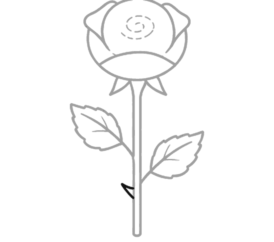 A small black thorn is added on the lower middle part of the stem, pointing left.