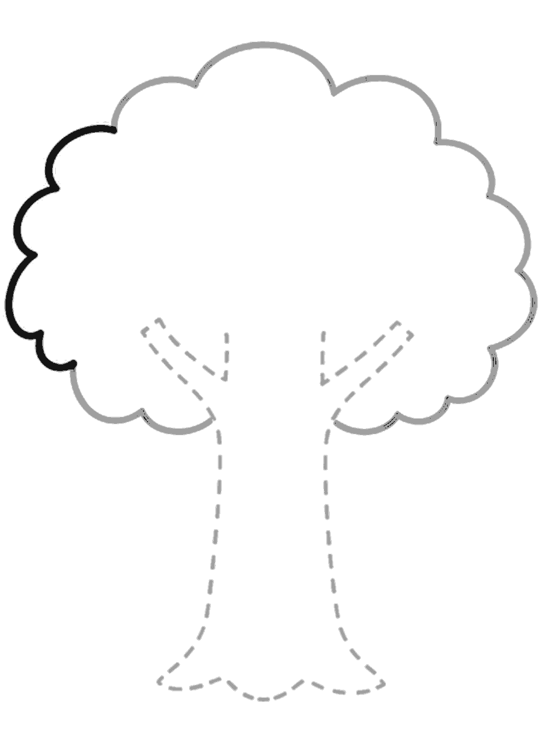 A new dark section appears on the left side of the treetop, extending the fluffy outline downward.