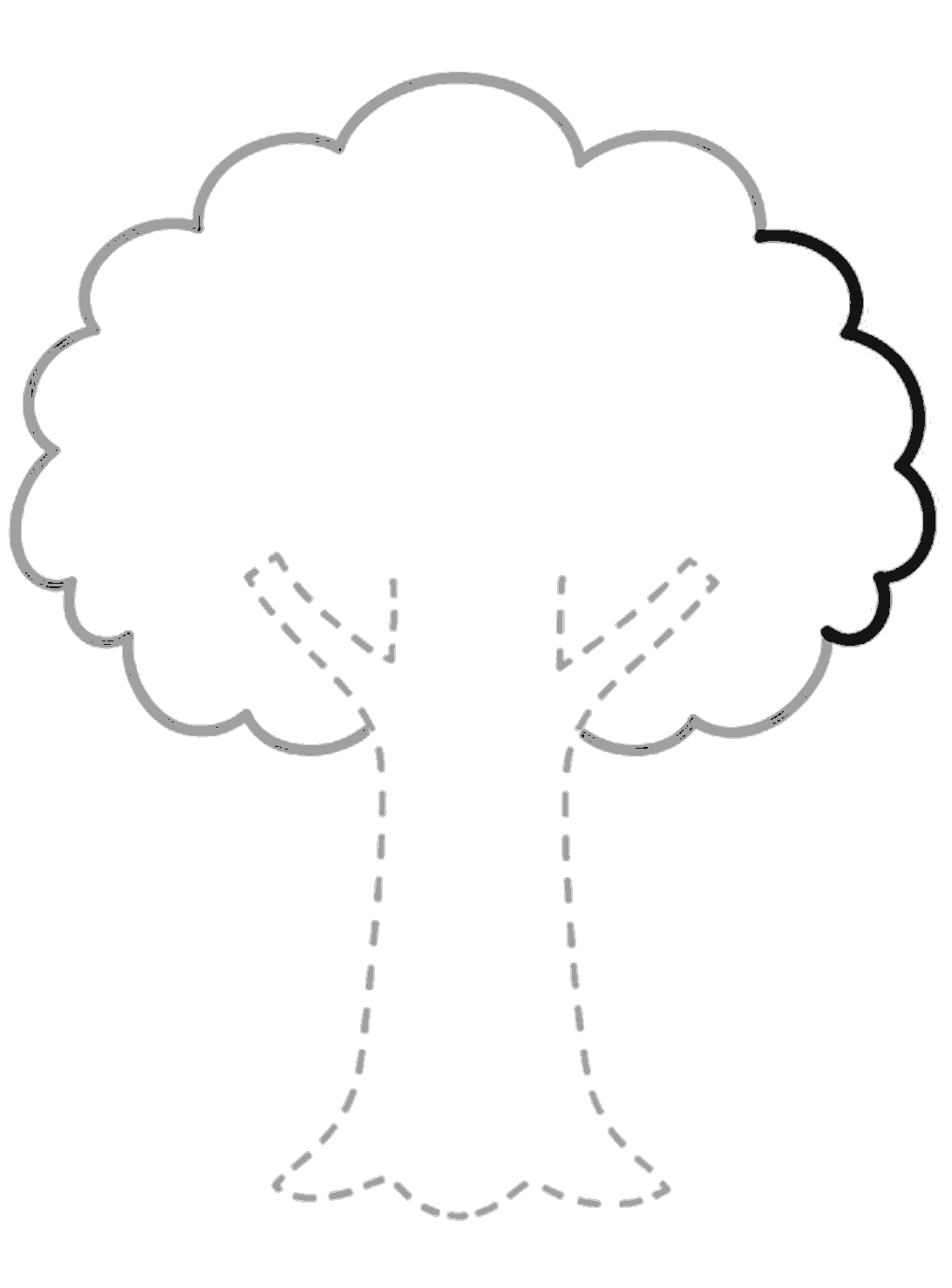 A new dark section appears on the right side of the treetop, completing the outer leafy shape.