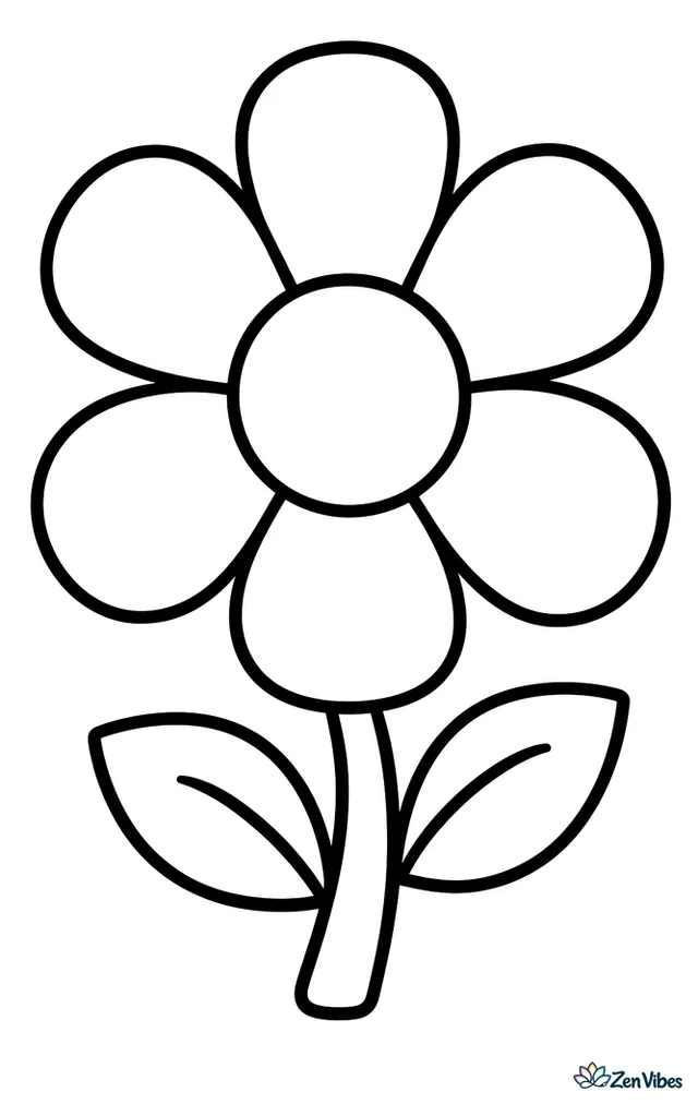 One large flower with six wide petals and two leaves on a thick stem