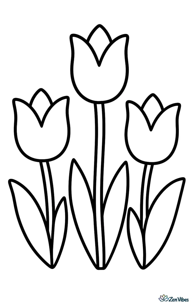 Three tulips of slightly different heights standing side by side