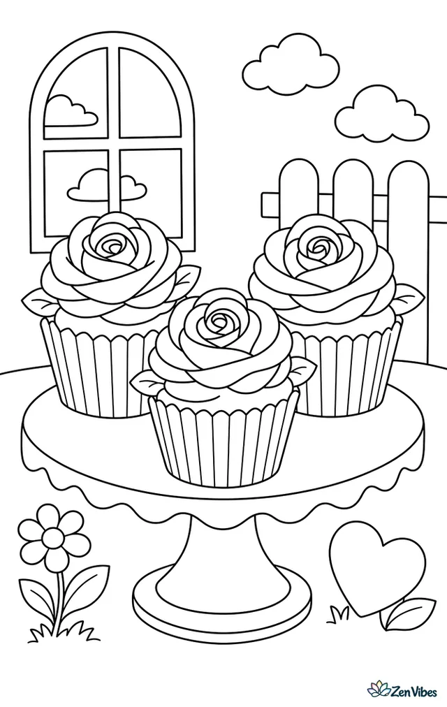 Three cupcakes with icing swirled into rose shapes on a cake stand