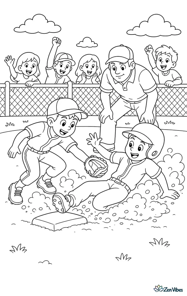 A baserunner slides into second base attempting a steal as the shortstop reaches for the tag, with a cloud of infield dirt, the umpire leaning in, and spectators behind the fence.